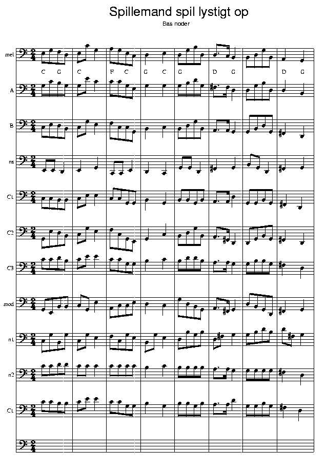Yule Tree, music notes bass1; CLICK TO MAIN PAGE