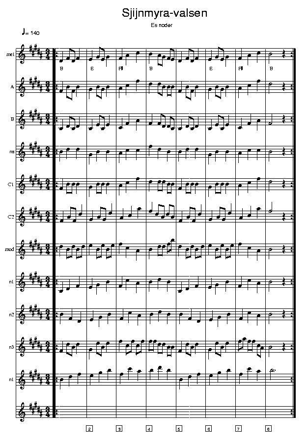 Sjijnmyravalsen music notes Eb1; CLICK TO MAIN PAGE