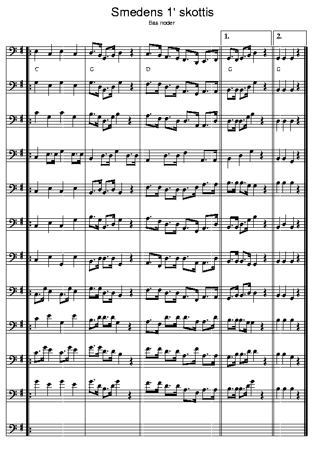 Smedens 1' skottis, music notes bass2; CLICK TO MAIN PAGE