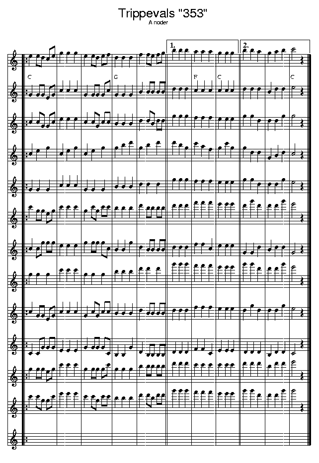 Trippevals 353, music notes A2; CLICK TO MAIN PAGE