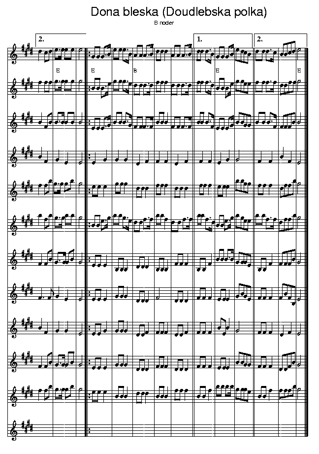 Doudlebska Polka, music notes Bb2; CLICK TO MAIN PAGE