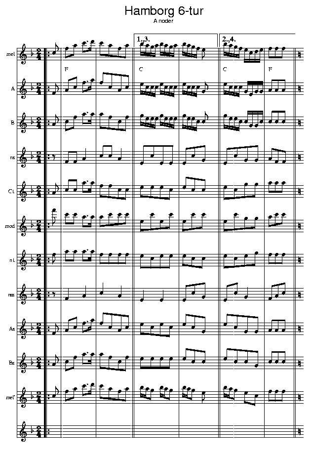 Hamborg 6-tur, music notes A1; CLICK TO MAIN PAGE