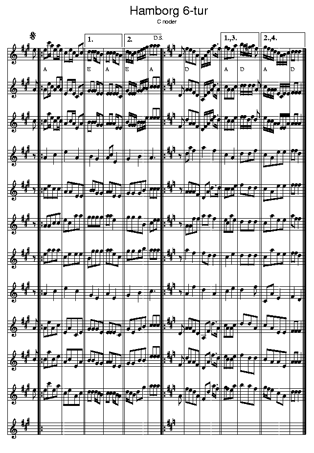 Hamborg 6-tur, music notes C2; CLICK TO MAIN PAGE