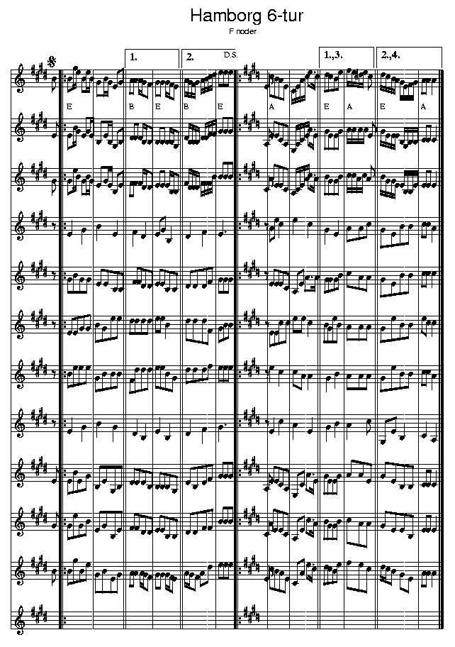 Hamborg 6-tur, music notes F2; CLICK TO MAIN PAGE