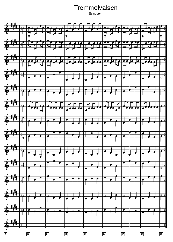 Trommelvalsen music notes Eb2; CLICK TO MAIN PAGE
