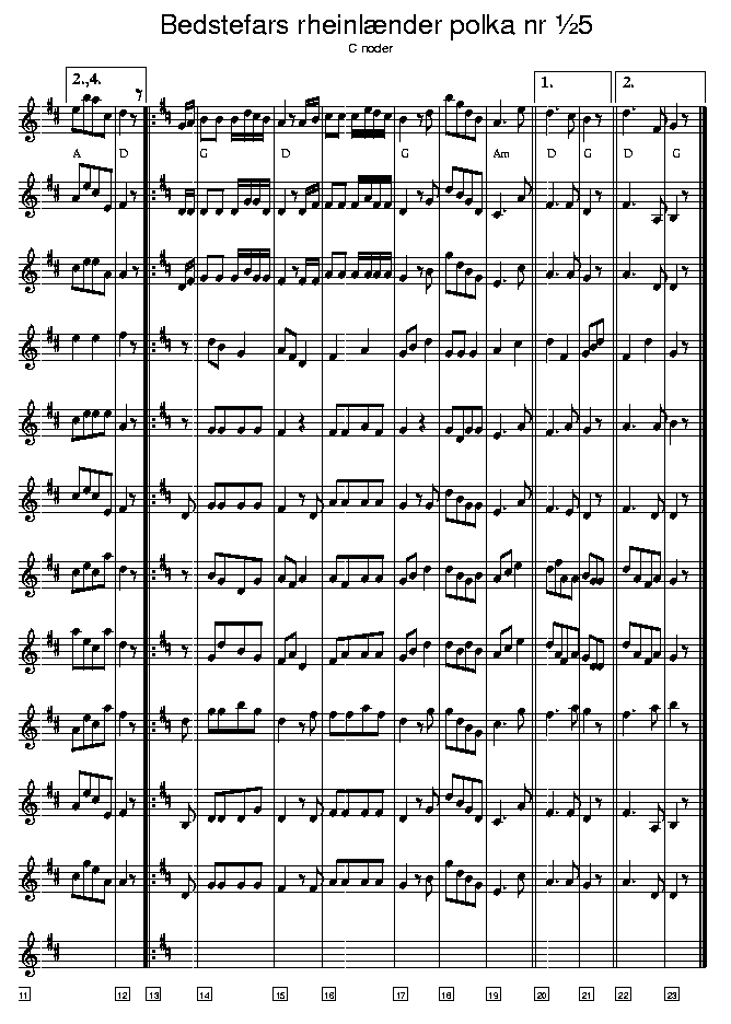 Bedstefars rheinlnder nr 5 music notes C2; CLICK TO MAIN PAGE