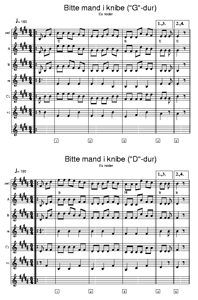 Bitte mand i knibe music notes Eb1; CLICK TO MAIN PAGE