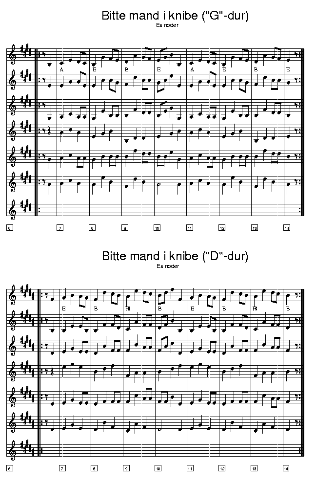 Bitte mand i knibe music notes Eb2; CLICK TO MAIN PAGE