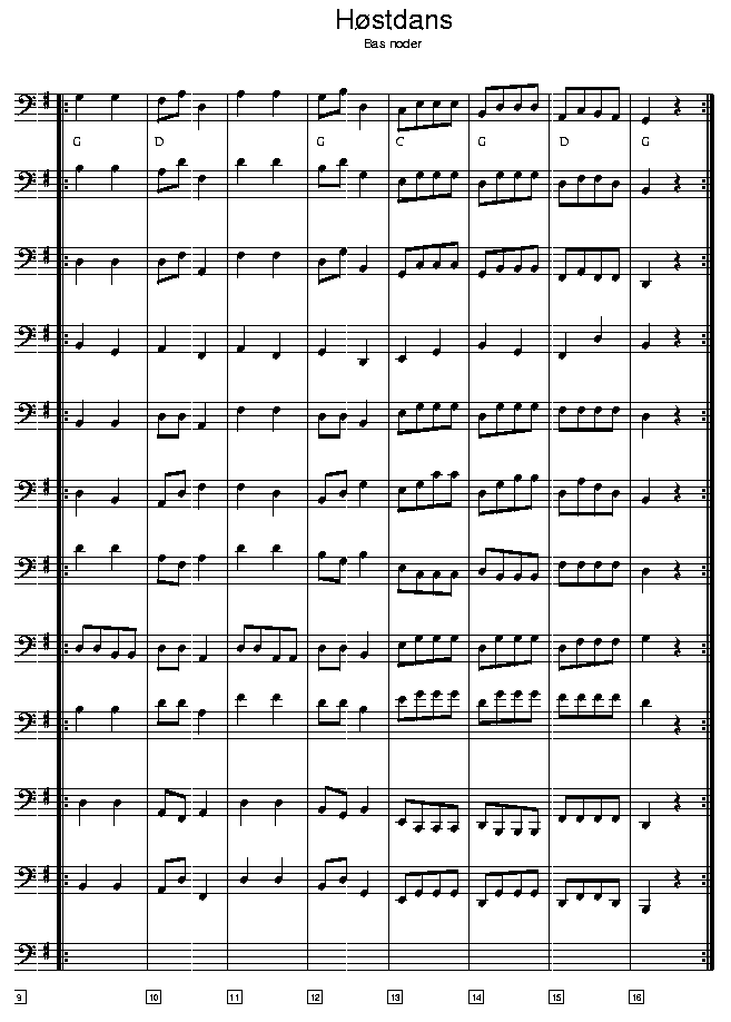 Hstdans (Harvest Hopsa), music notes bass2; CLICK TO MAIN PAGE