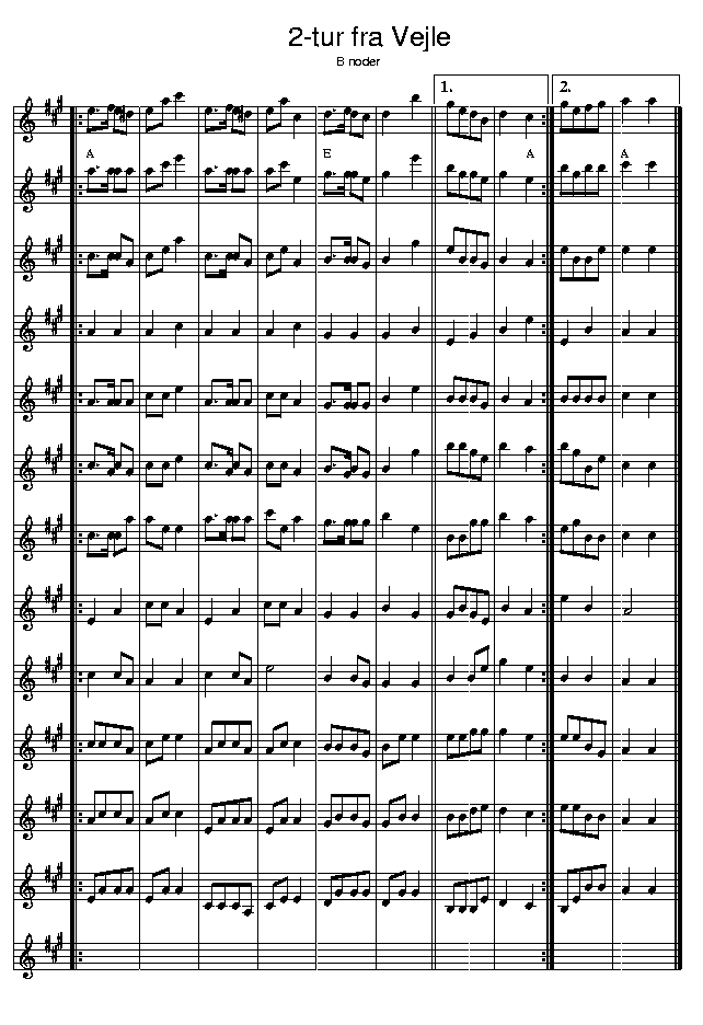 Vejle 2-tur, music notes Bb2; CLICK TO MAIN PAGE