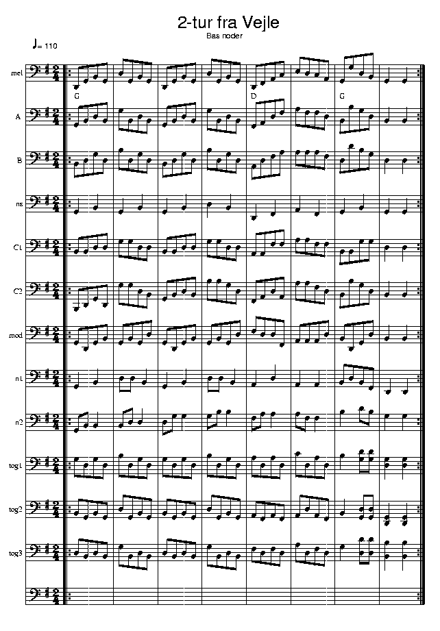 Vejle 2-tur, music notes bass1; CLICK TO MAIN PAGE