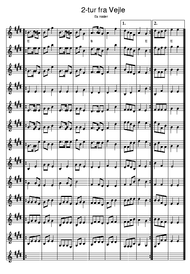 Vejle 2-tur, music notes Eb2; CLICK TO MAIN PAGE