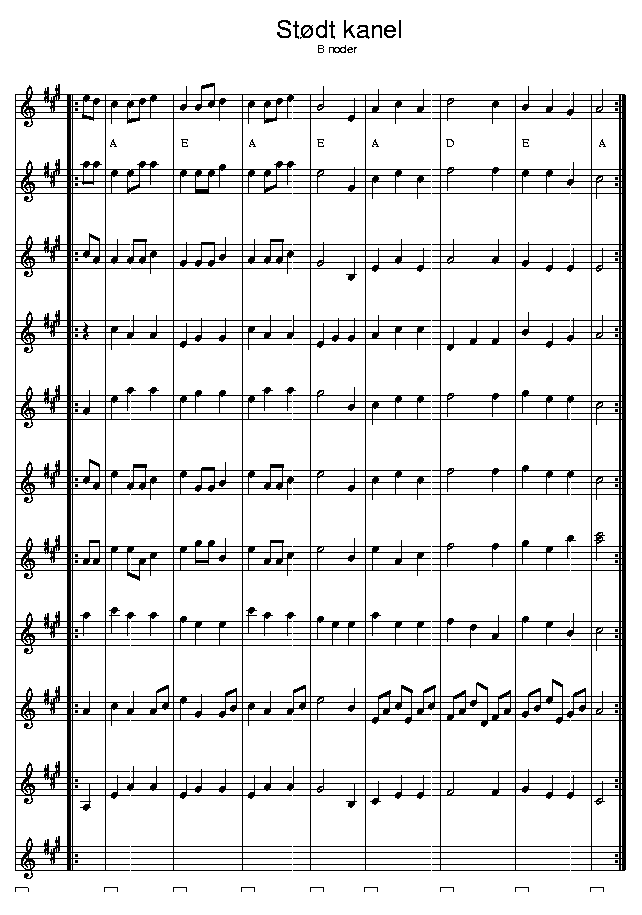 Stdt kanel, music notes Bb2; CLICK TO MAIN PAGE